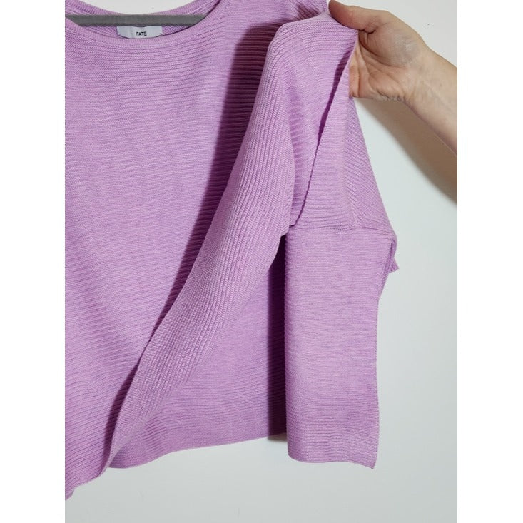 Fate Lilac Purple Ribbed Knit Cropped Sweater Size Small NWT