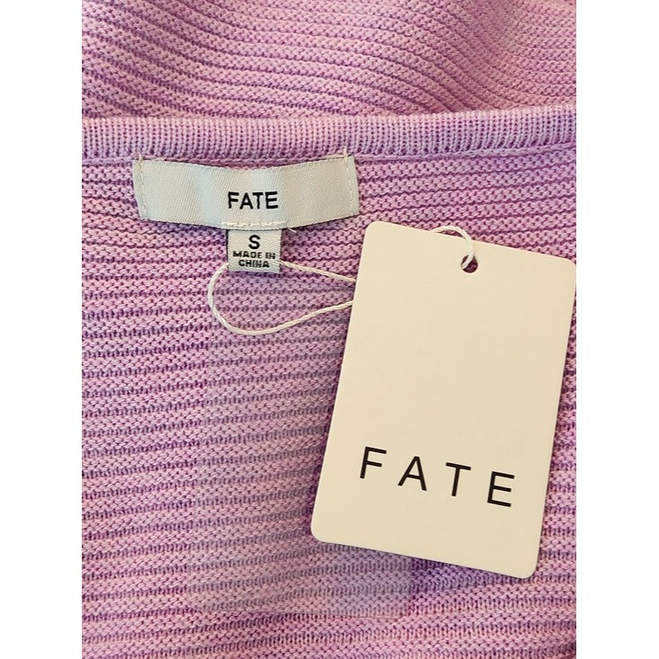 Fate Lilac Purple Ribbed Knit Cropped Sweater Size Small NWT