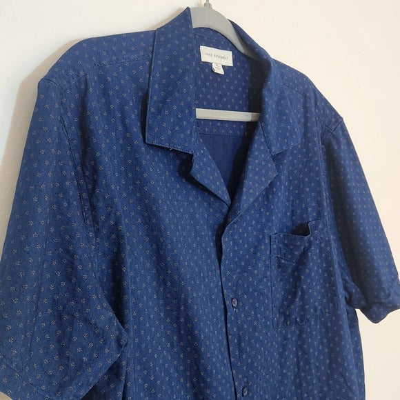Free Assembly Navy Print Button Down Shirt Size XL