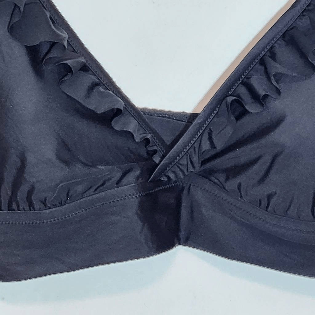 Aerie Black Ruffle Bikini Top NWT Size XL Black Triangle Bikini Top