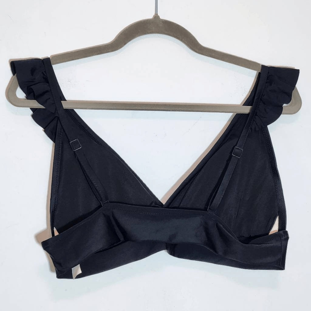 Aerie Black Ruffle Bikini Top NWT Size XL Black Triangle Bikini Top