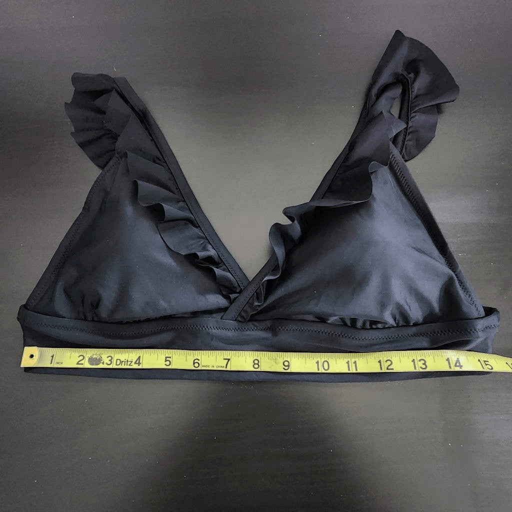 Aerie Black Ruffle Bikini Top NWT Size XL Black Triangle Bikini Top