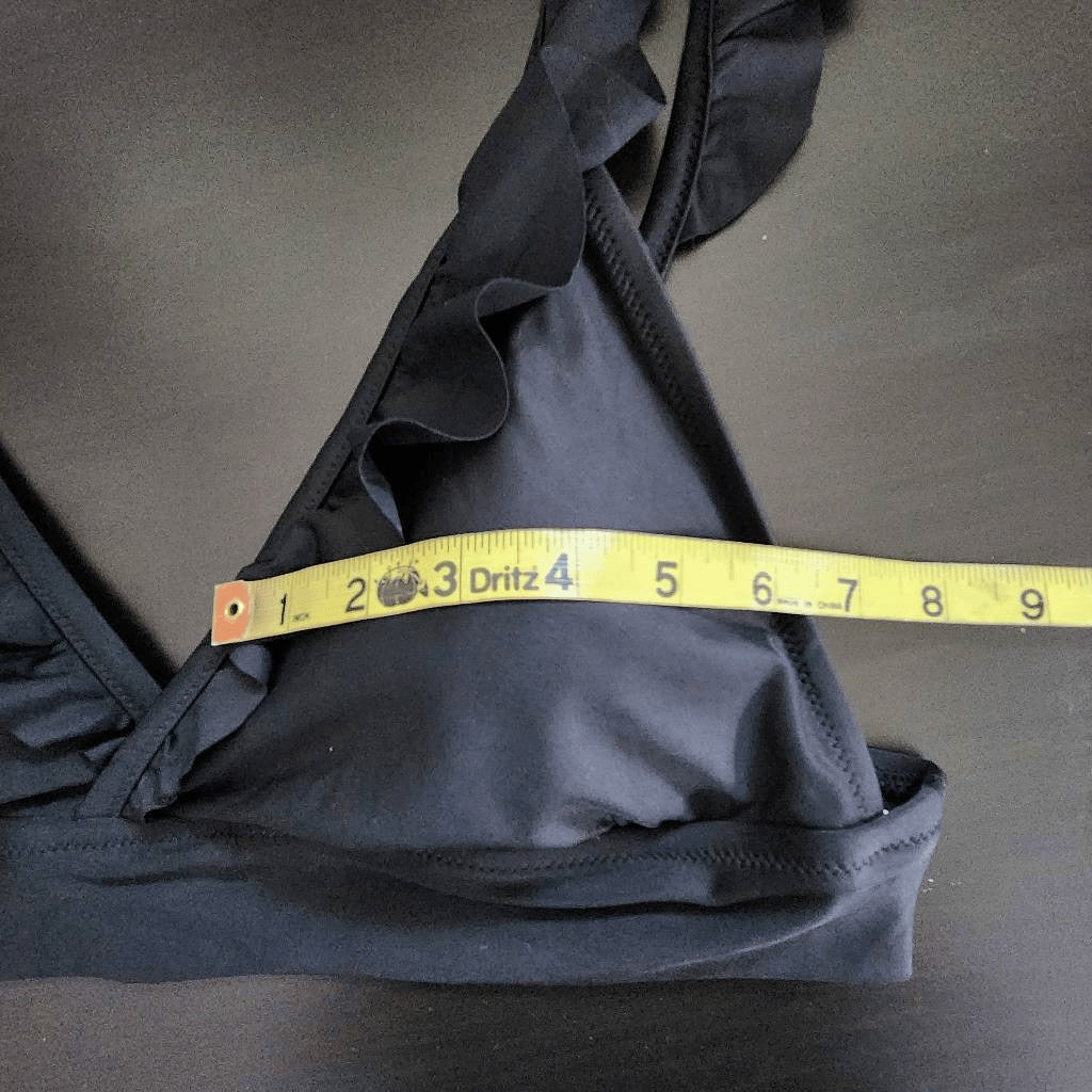 Aerie Black Ruffle Bikini Top NWT Size XL Black Triangle Bikini Top