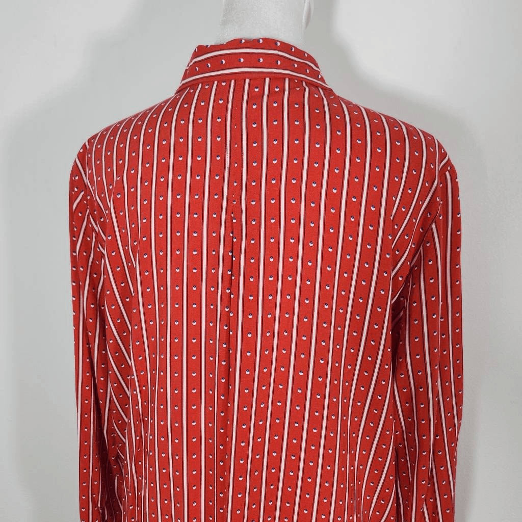 Grand & Greene Red Print Buttondown Blouse Size Large Red Print Blouse