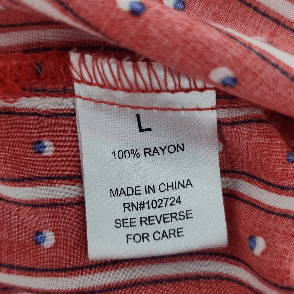 Grand & Greene Red Print Buttondown Blouse Size Large Red Print Blouse