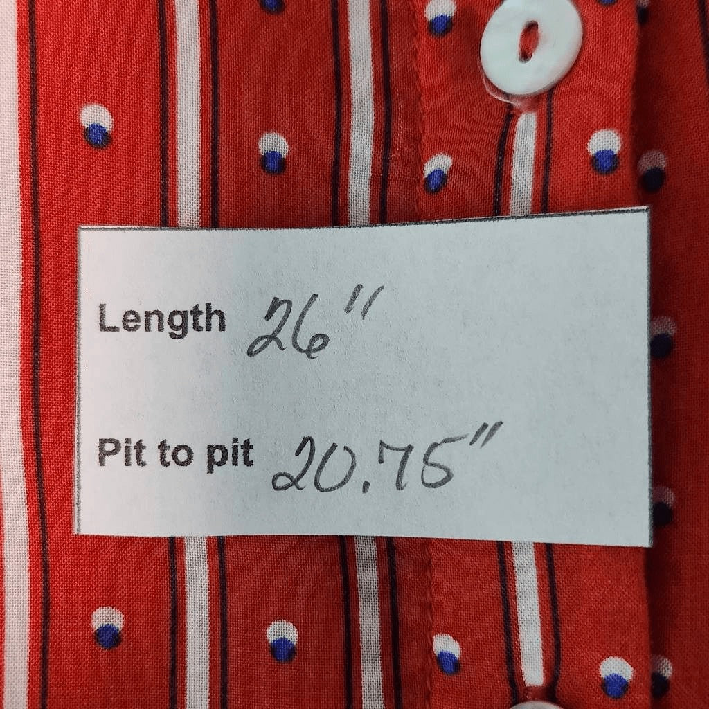 Grand & Greene Red Print Buttondown Blouse Size Large Red Print Blouse