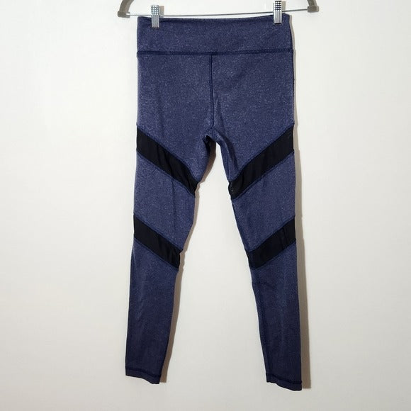 Nike Blue Cropped Leggings with Black Mesh Panels