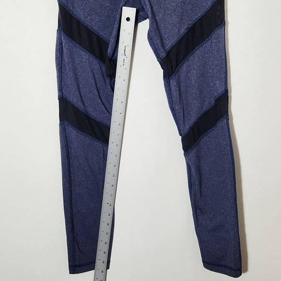 Nike Blue Cropped Leggings with Black Mesh Panels