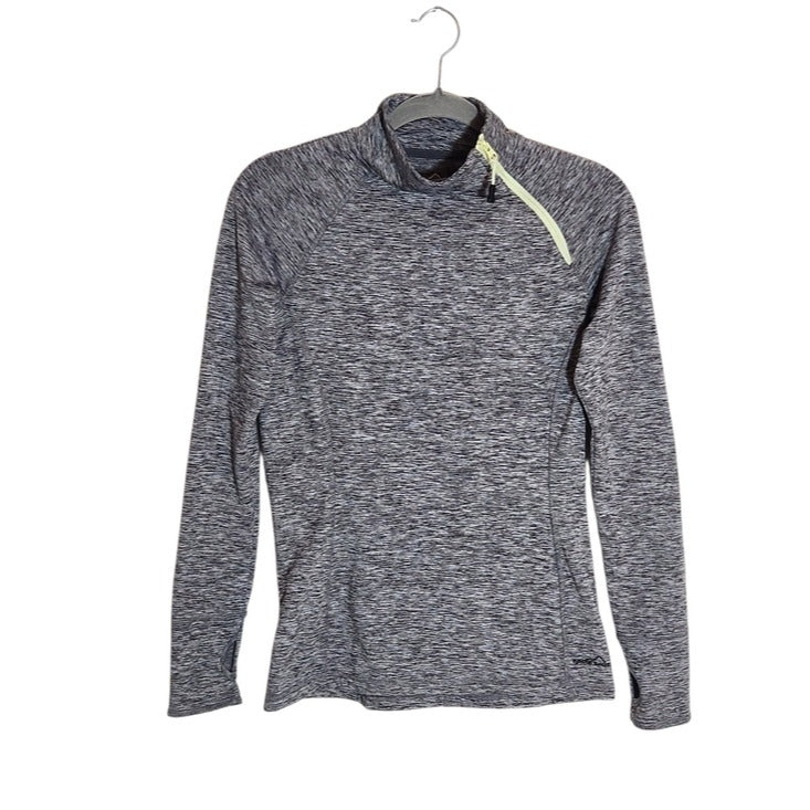 Eddie Bauer Heather Gray Fleece Lined Athletic Pullover Mock Neck Size Small