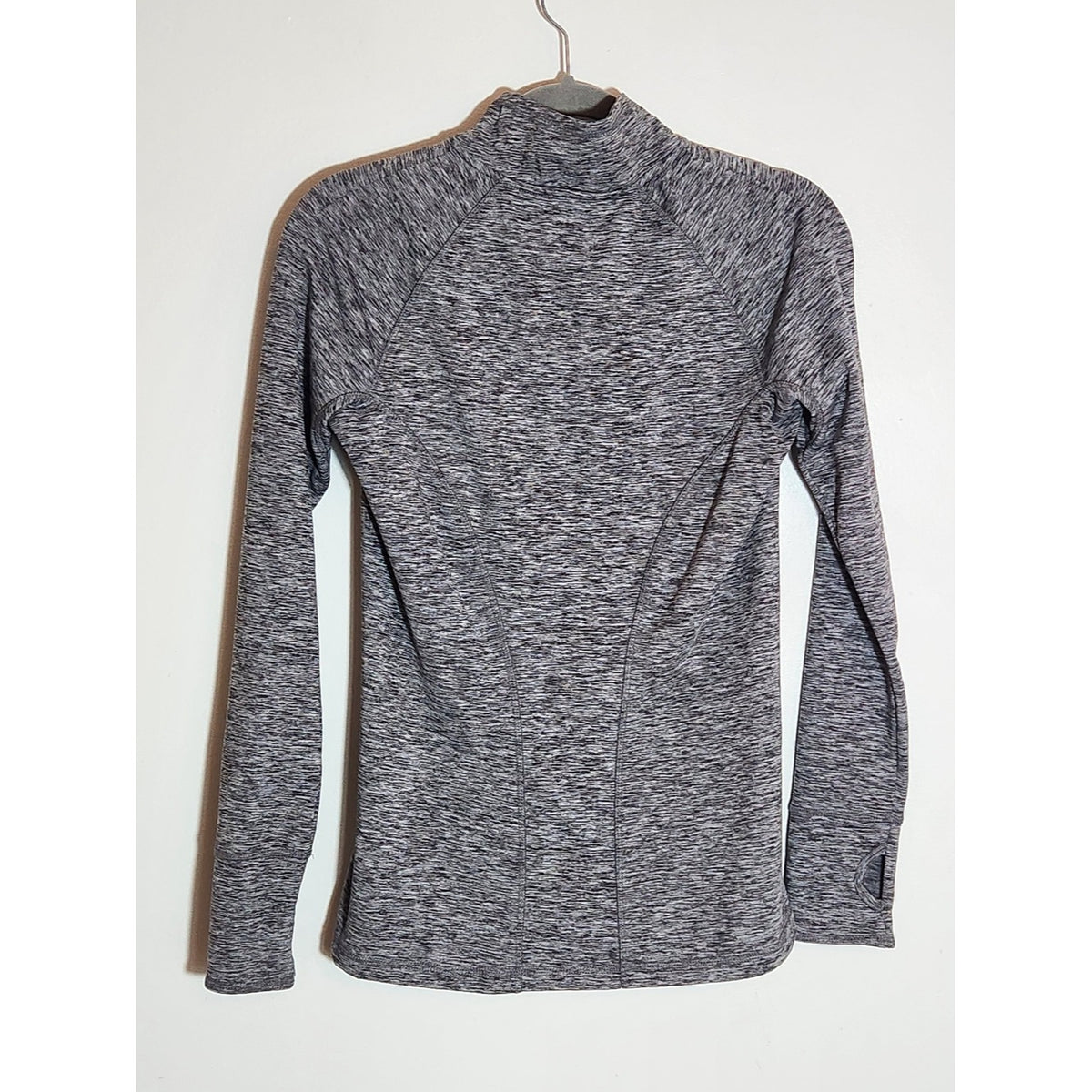 Eddie Bauer Heather Gray Fleece Lined Athletic Pullover Mock Neck Size Small