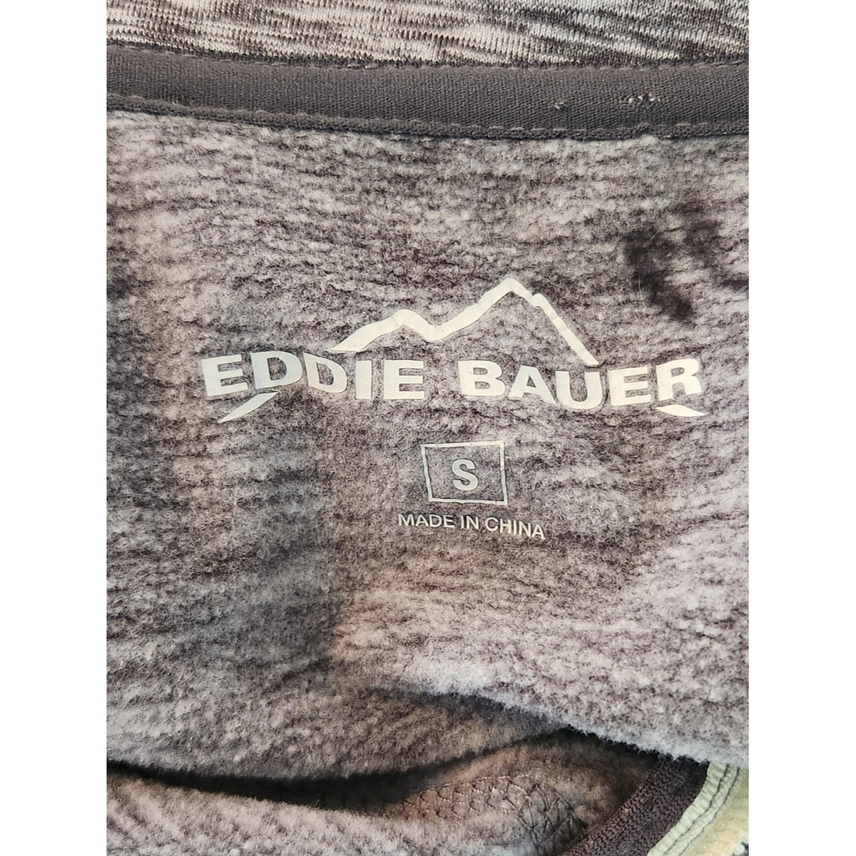 Eddie Bauer Heather Gray Fleece Lined Athletic Pullover Mock Neck Size Small