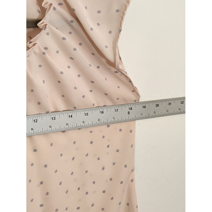 LC Lauren Conrad Light Pink and Gray Polka Dot Blouse Size Small