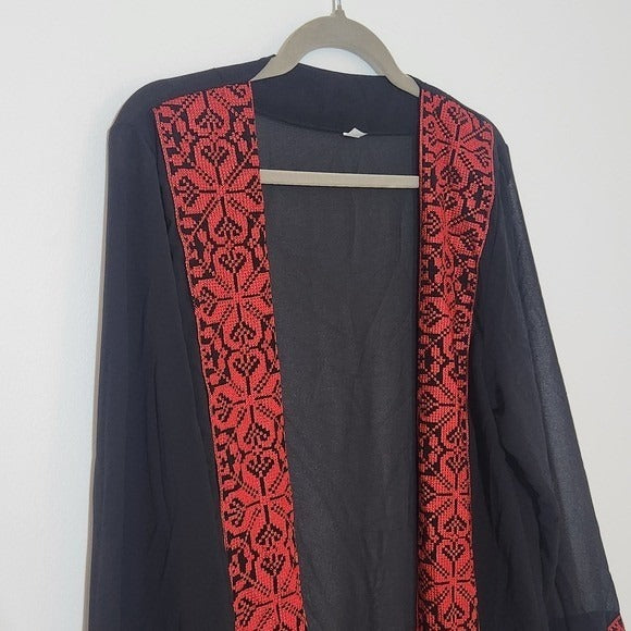 Black and Red Sheer Women's Robe NWOT Size Medium Black Long Robe