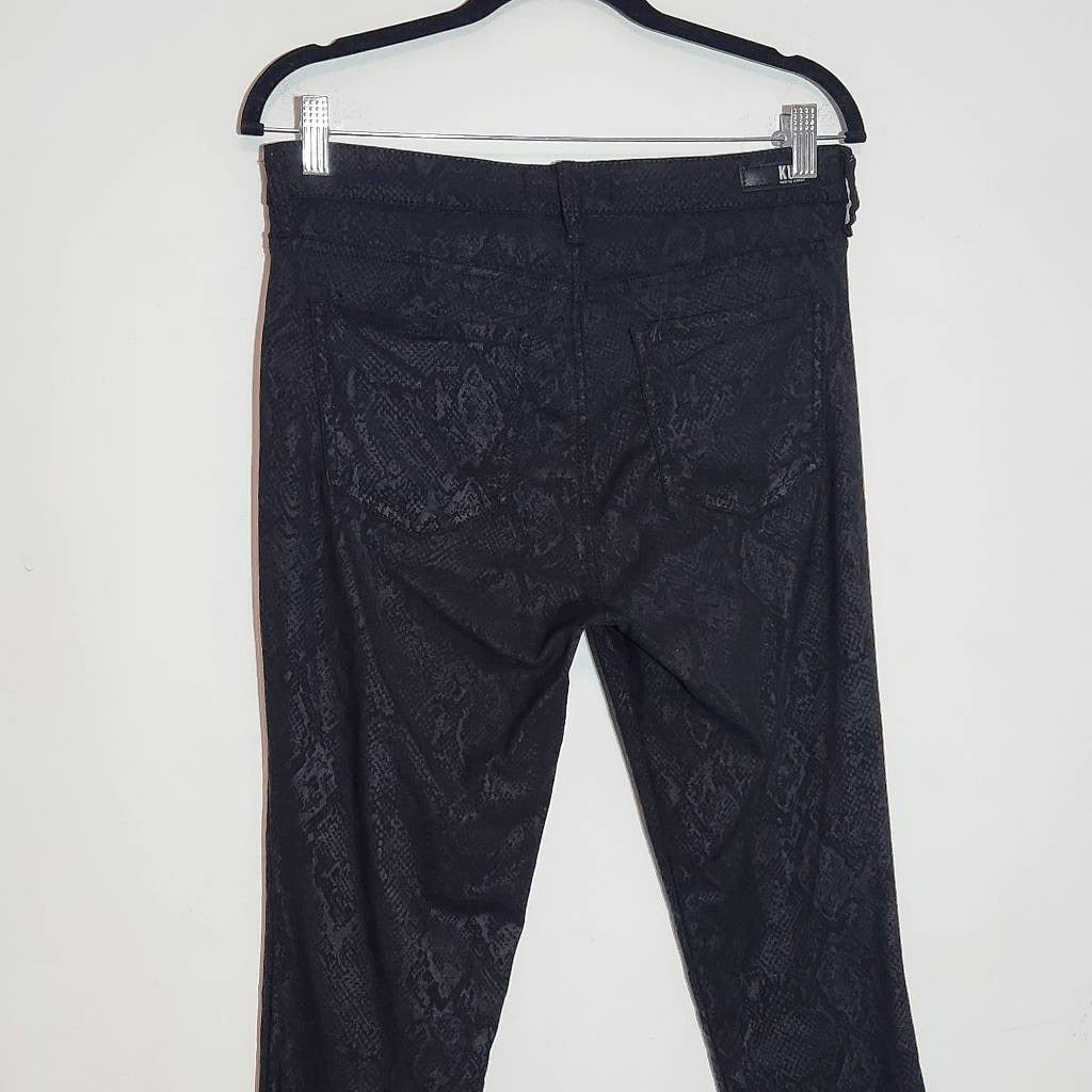 Kut from the Kloth Black Snakeskin Print Ankle Jeans Size 8 Black Skinny Jeans