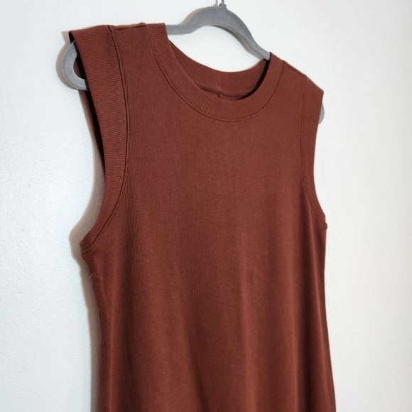 A New Day Brown Ribbed Knit Tank Dress Size Medium