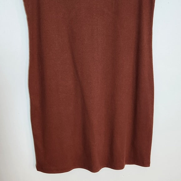 A New Day Brown Ribbed Knit Tank Dress Size Medium