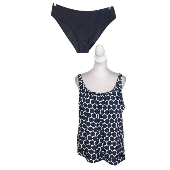 Black and White Circle Print Tankini Swimsuit Size XXL