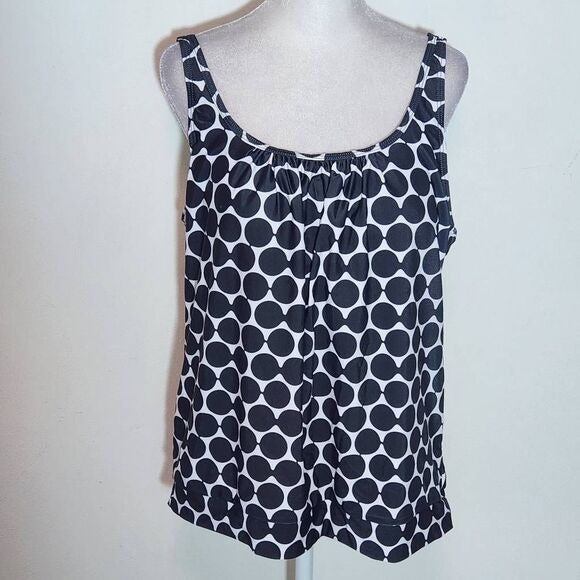 Black and White Circle Print Tankini Swimsuit Size XXL