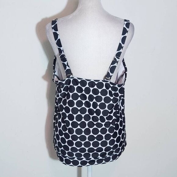 Black and White Circle Print Tankini Swimsuit Size XXL