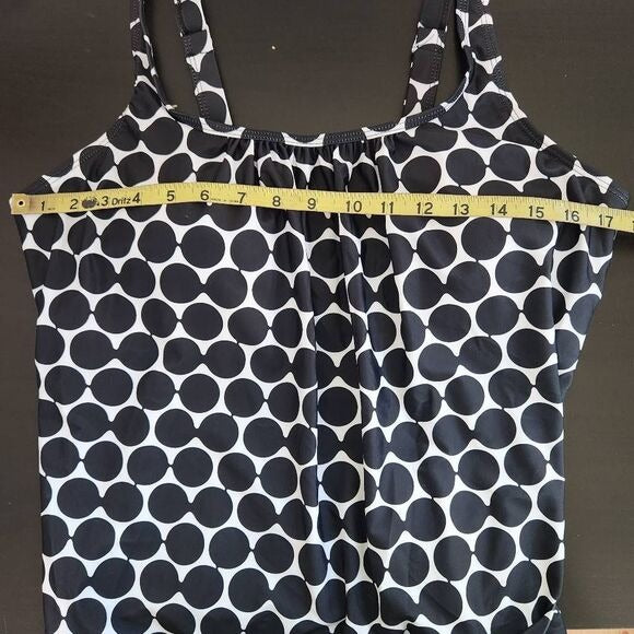 Black and White Circle Print Tankini Swimsuit Size XXL