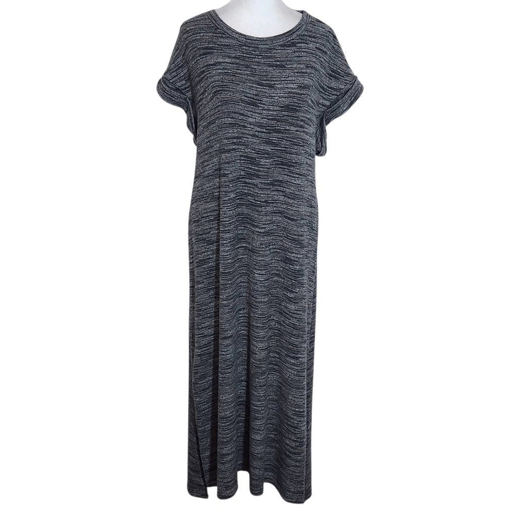 Bella Dahl Charcoal Gray Soft Knit T-shirt Midi Dress Size Large Cozy Gray Dress