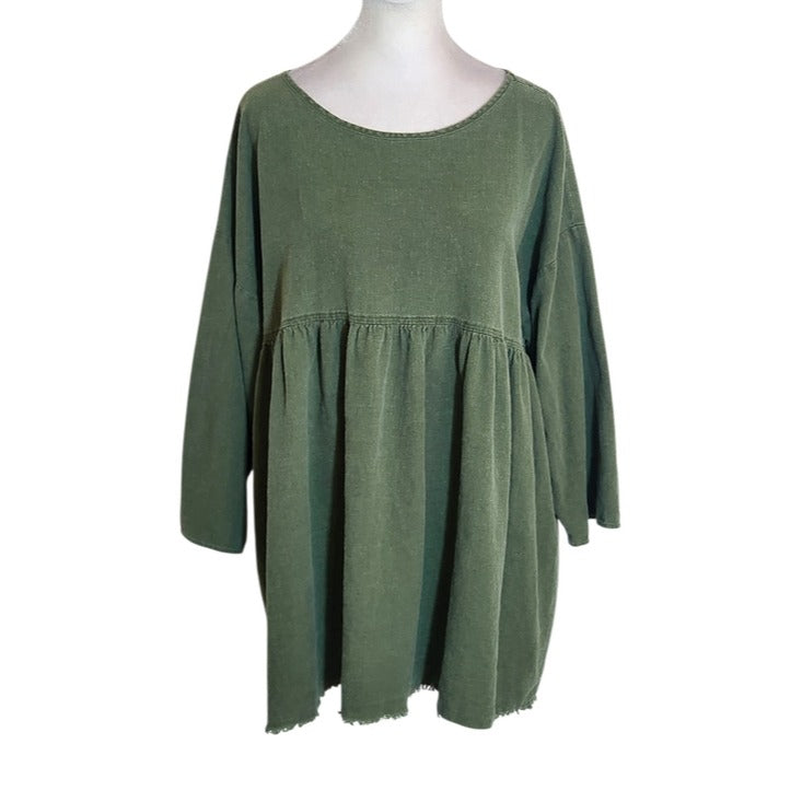 Urban Renewal Army Green Distressed Babydoll Tunic Size Small/Medium