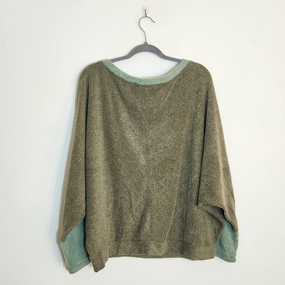 Ragabond Brown Fleece Colorblock Oversized Pullover Size Large