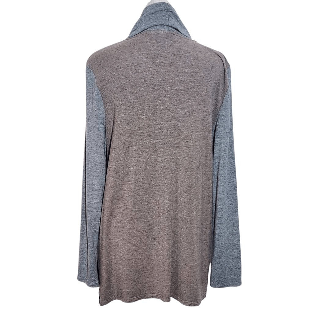 Chico's Tan and Gray Cowl Neck Colorblock Top Size Medium Chico's Cowl Neck Top