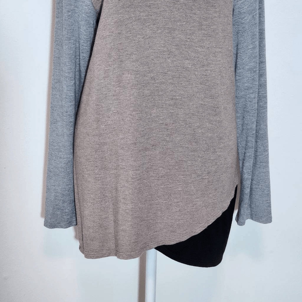 Chico's Tan and Gray Cowl Neck Colorblock Top Size Medium Chico's Cowl Neck Top