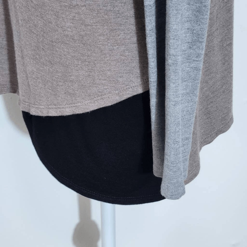 Chico's Tan and Gray Cowl Neck Colorblock Top Size Medium Chico's Cowl Neck Top