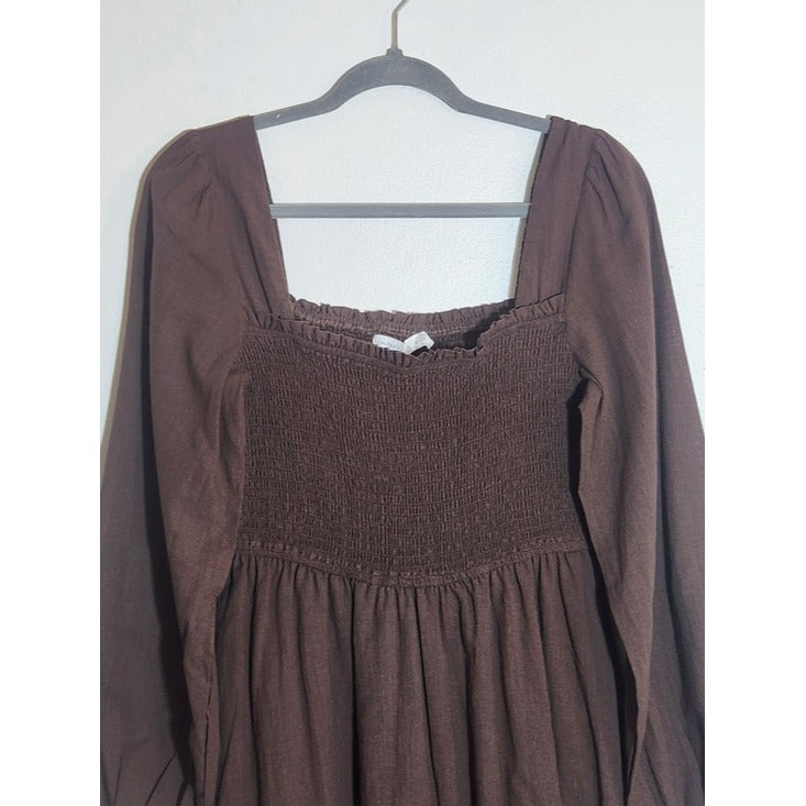 Altar'd State Chocolate Brown Smocked Mini Dress Size Large NWT
