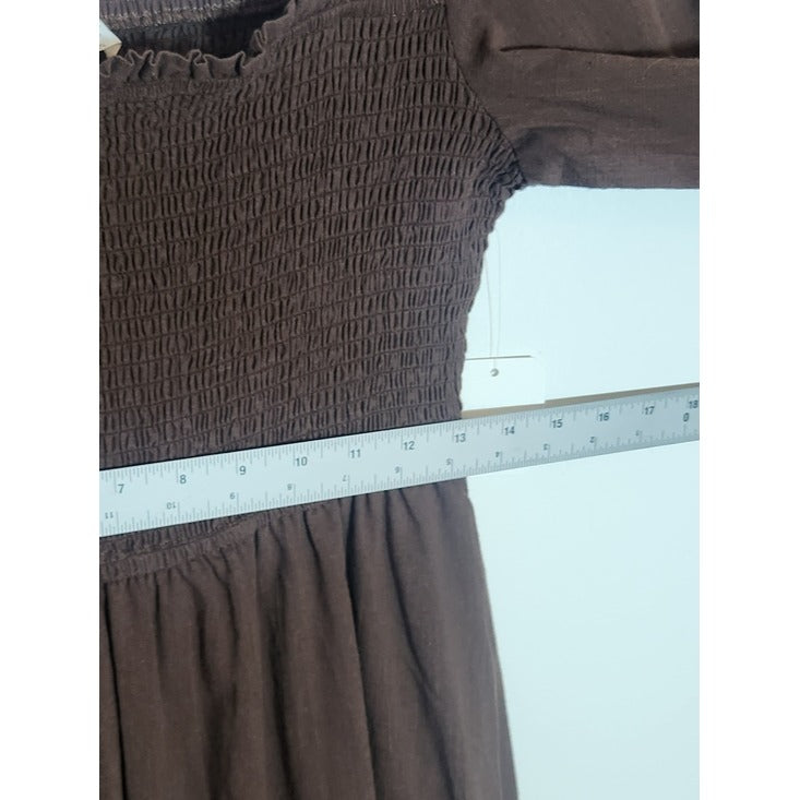 Altar'd State Chocolate Brown Smocked Mini Dress Size Large NWT