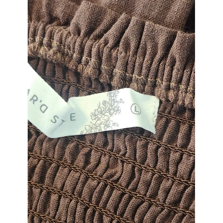 Altar'd State Chocolate Brown Smocked Mini Dress Size Large NWT