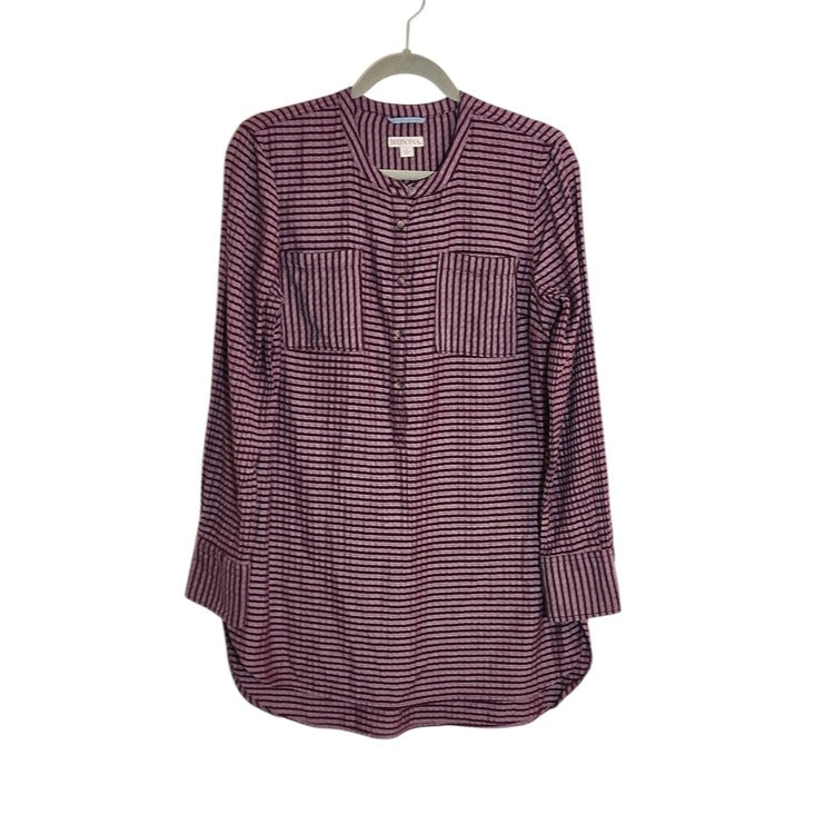 Merona Half-Button Down Burgundy Tunic with Long Sleeves Size Large