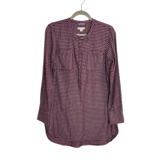 Merona Half-Button Down Burgundy Tunic with Long Sleeves Size Large