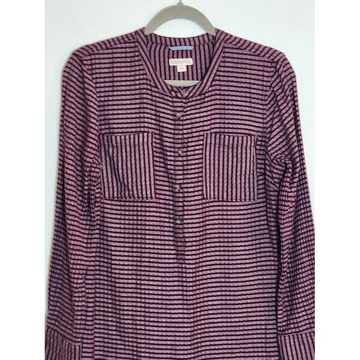 Merona Half-Button Down Burgundy Tunic with Long Sleeves Size Large