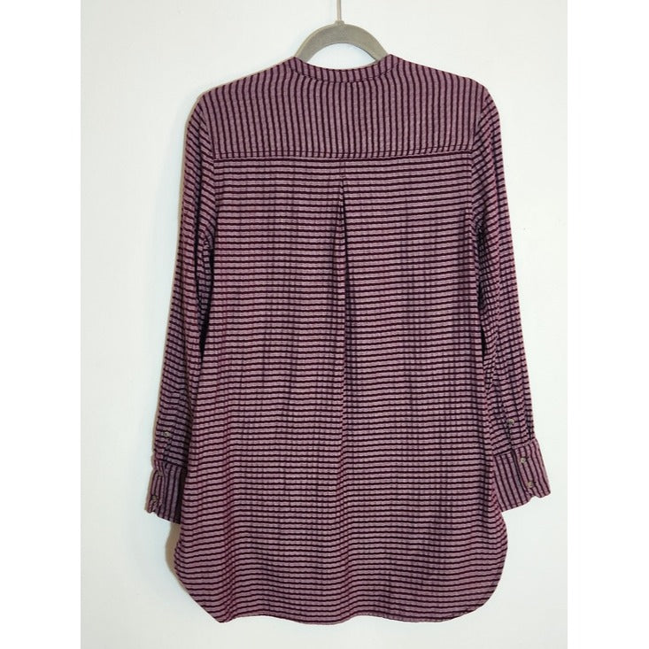 Merona Half-Button Down Burgundy Tunic with Long Sleeves Size Large