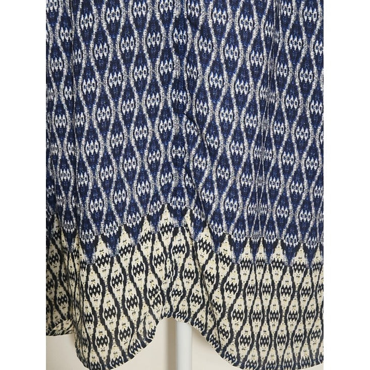 Rose & Olive Navy Ikat Print Peasant Blouse Size 1X