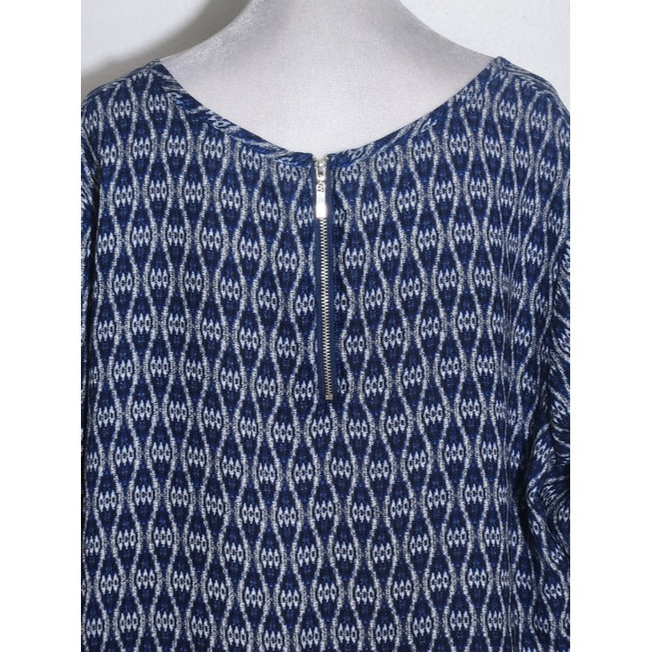 Rose & Olive Navy Ikat Print Peasant Blouse Size 1X