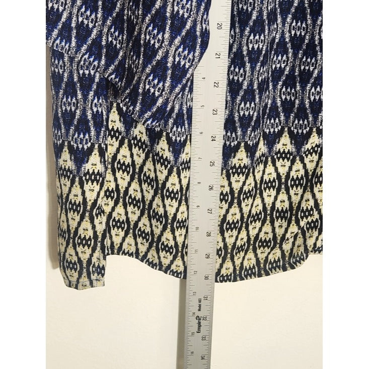 Rose & Olive Navy Ikat Print Peasant Blouse Size 1X
