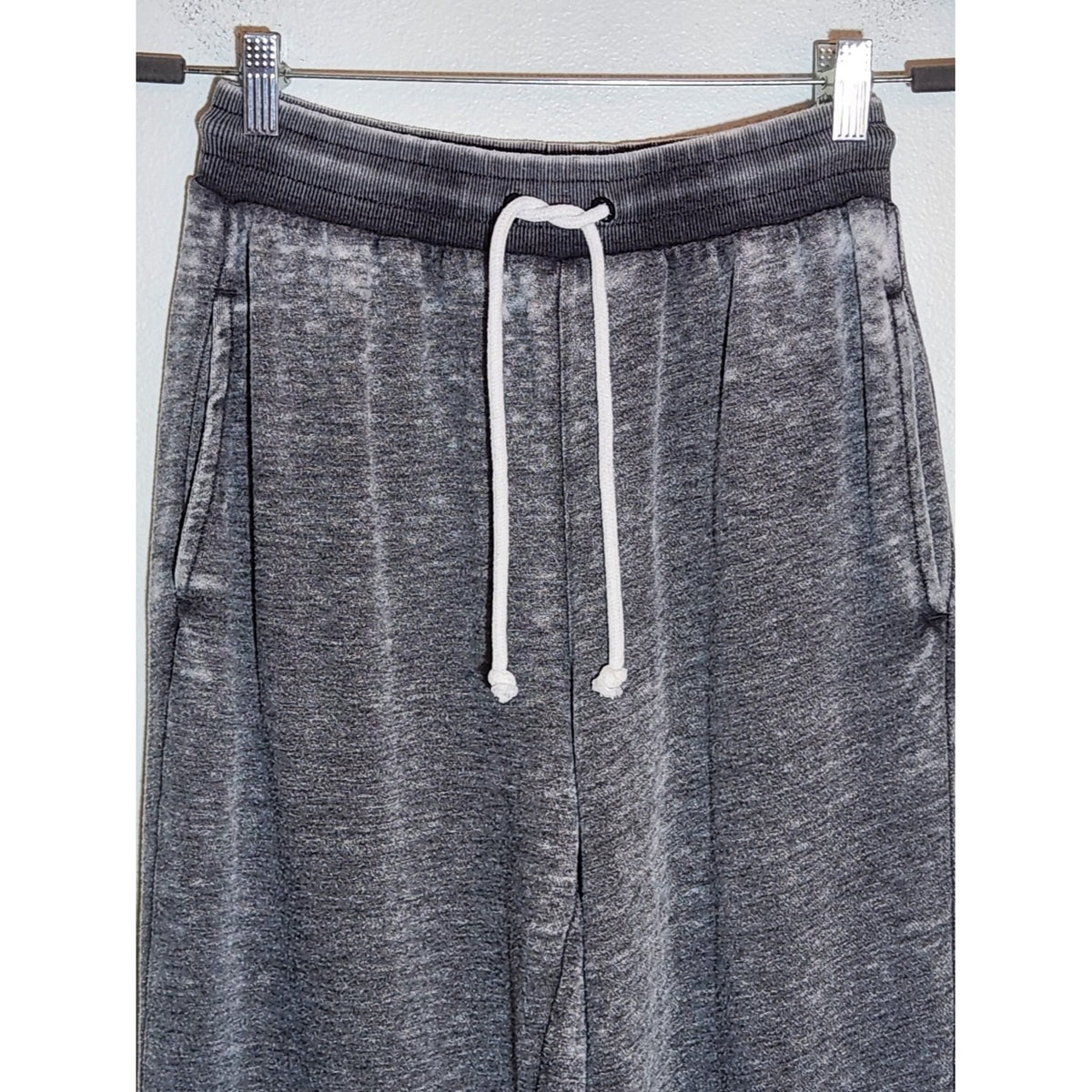 Free People Movement Gray Distressed Pull-On Cropped Drawstring Pants Size XS