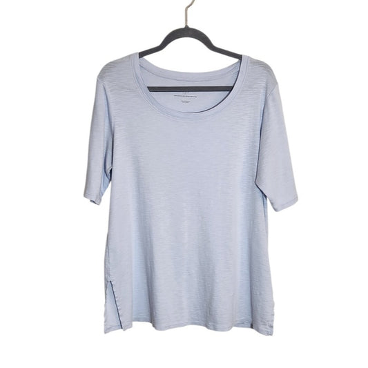 J. Jill Light Blue Pima Cotton Scoop Neck Tee Size Large Flaw