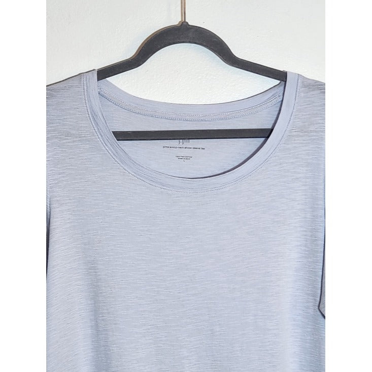J. Jill Light Blue Pima Cotton Scoop Neck Tee Size Large Flaw