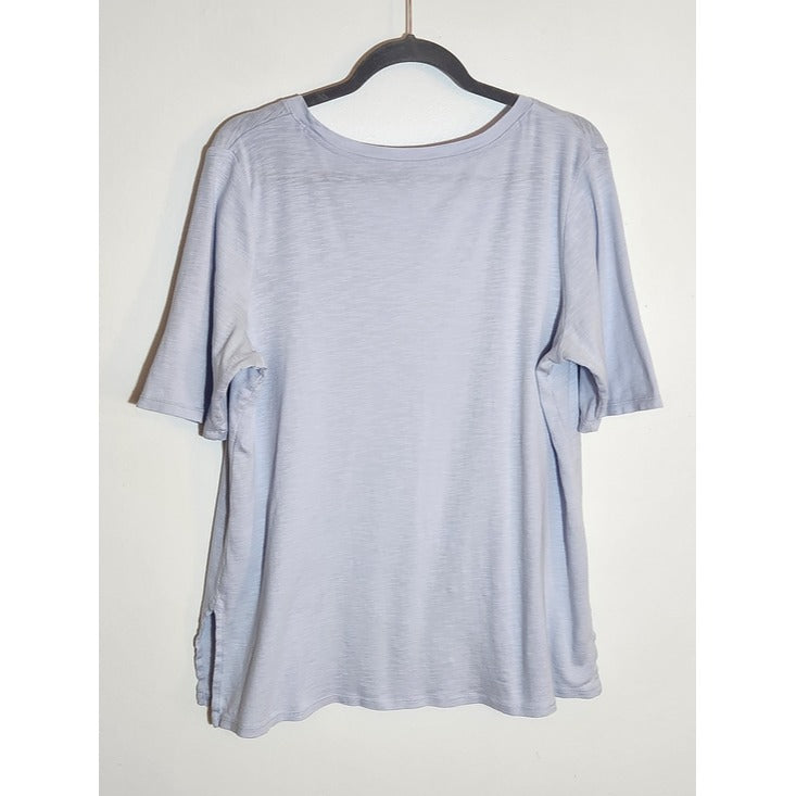 J. Jill Light Blue Pima Cotton Scoop Neck Tee Size Large Flaw