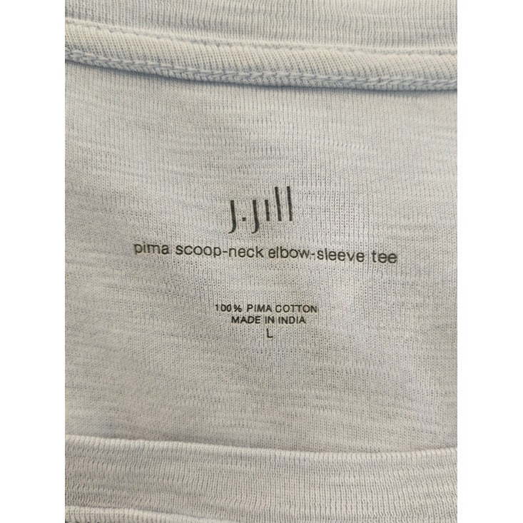 J. Jill Light Blue Pima Cotton Scoop Neck Tee Size Large Flaw