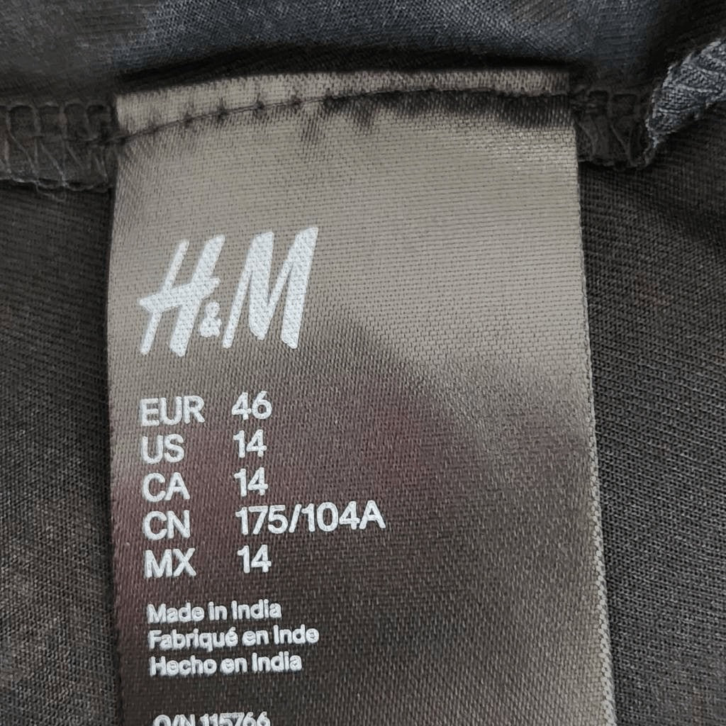 H&M Divided Black Floral Mini Dress with Neck Tie Size 14 Wedding Guest Dress