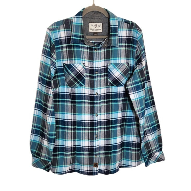 Legendary Whitetails Blue Plaid Flannel Shirt Size XL