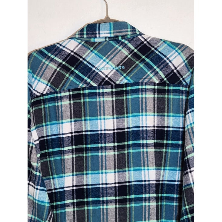Legendary Whitetails Blue Plaid Flannel Shirt Size XL