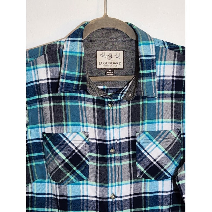 Legendary Whitetails Blue Plaid Flannel Shirt Size XL