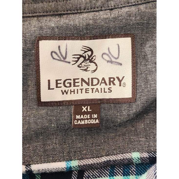 Legendary Whitetails Blue Plaid Flannel Shirt Size XL